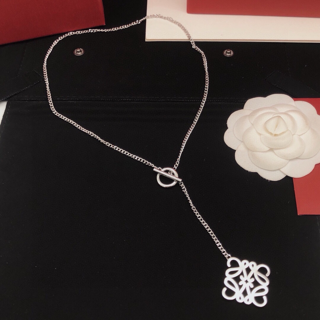 LWN002 Loewi Pave Anagram necklace in metal - ccjewelryacc