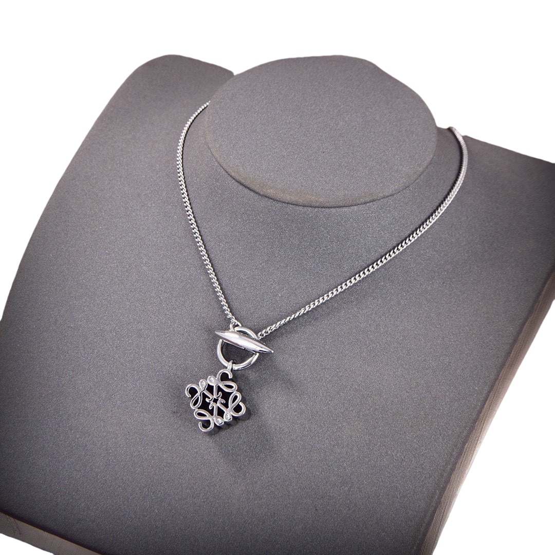 LWN003 Loewi Pave Anagram necklace in metal - ccjewelryacc