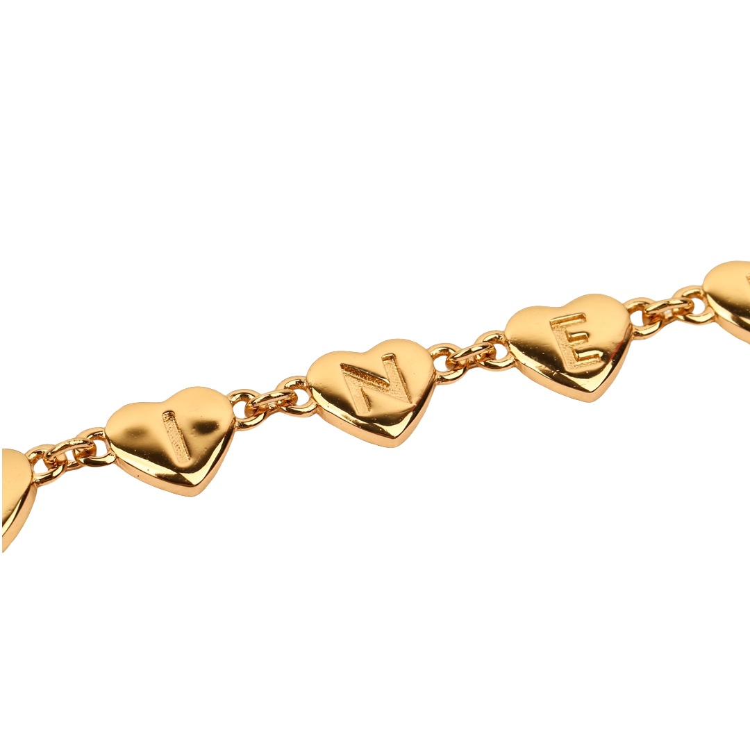 CLS002 Metal gold finish heart charms bracelet - ccjewelryacc