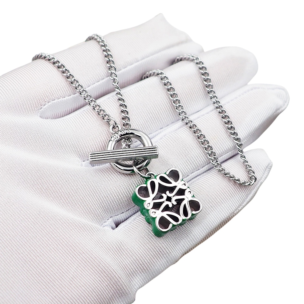 LWN007 Pave Anagram necklace in metal and colorful enamel - ccjewelryacc