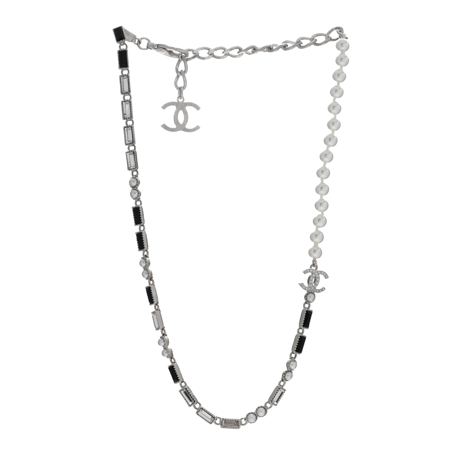 CCN003 23K CC Choker Necklace Silver Black - ccjewelryacc