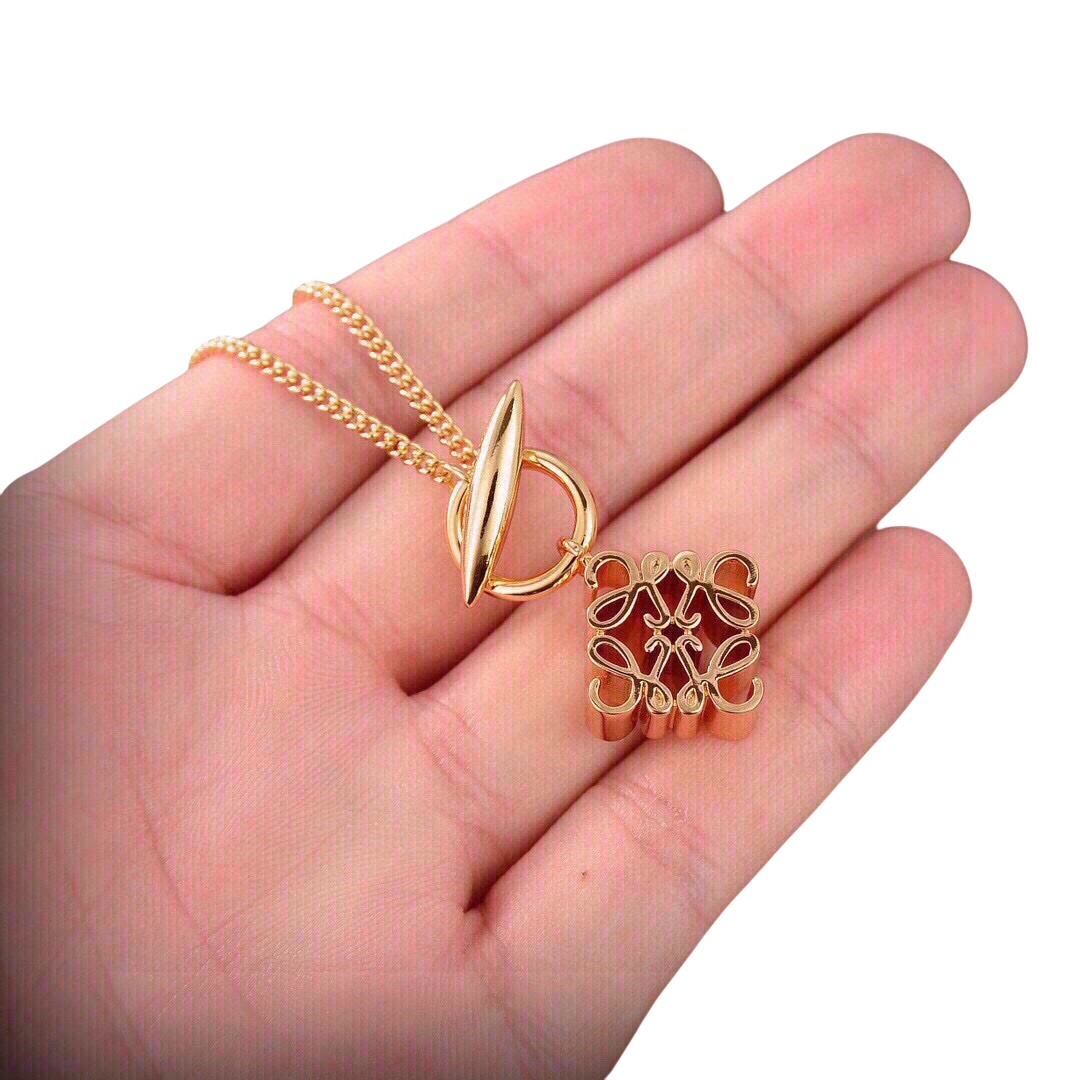 LWN003 Loewi Pave Anagram necklace in metal - ccjewelryacc