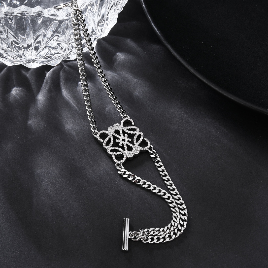 LWS011 Pave Anagram bracelet link-chain in Metal and crystal - ccjewelryacc