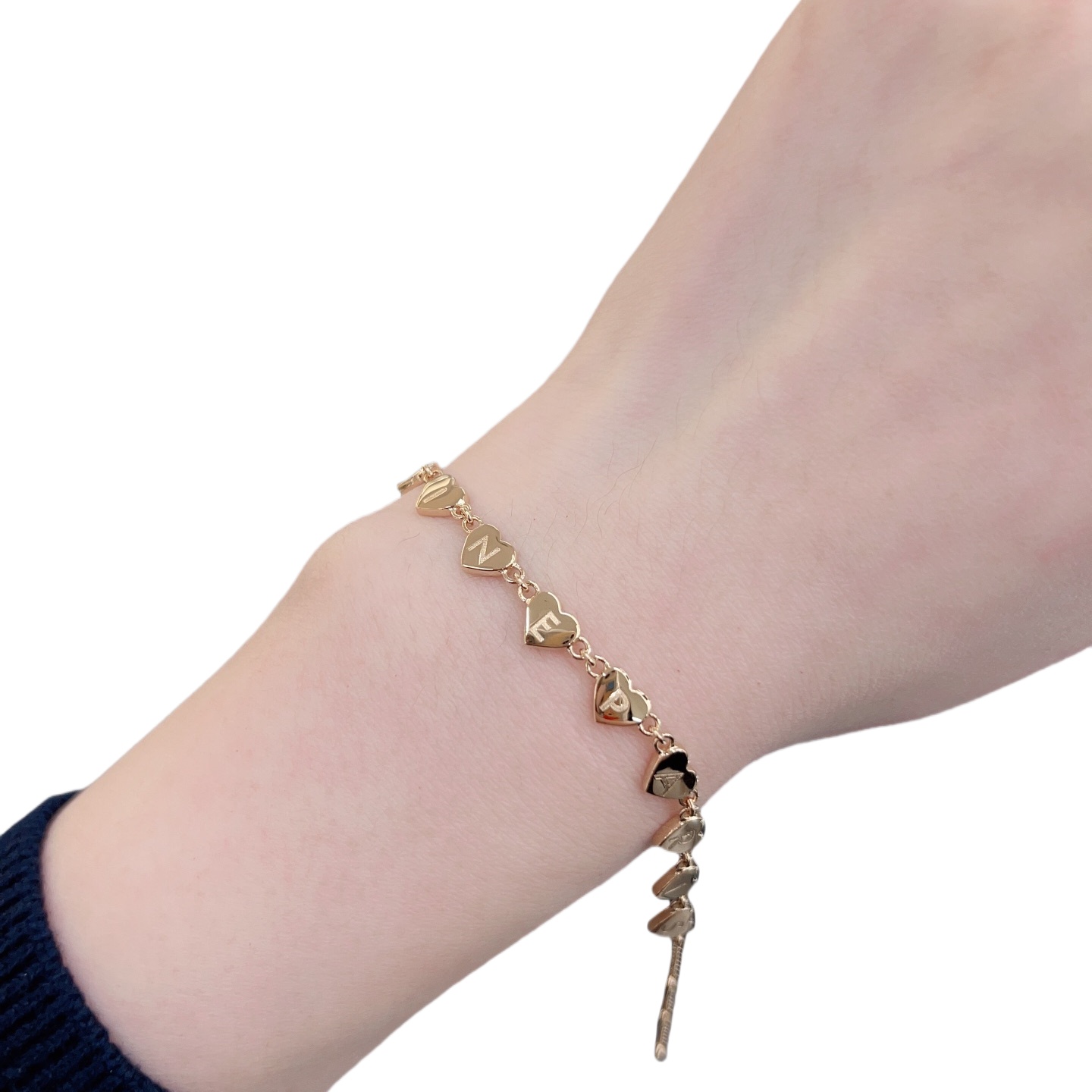 CLS002 Metal gold finish heart charms bracelet - ccjewelryacc