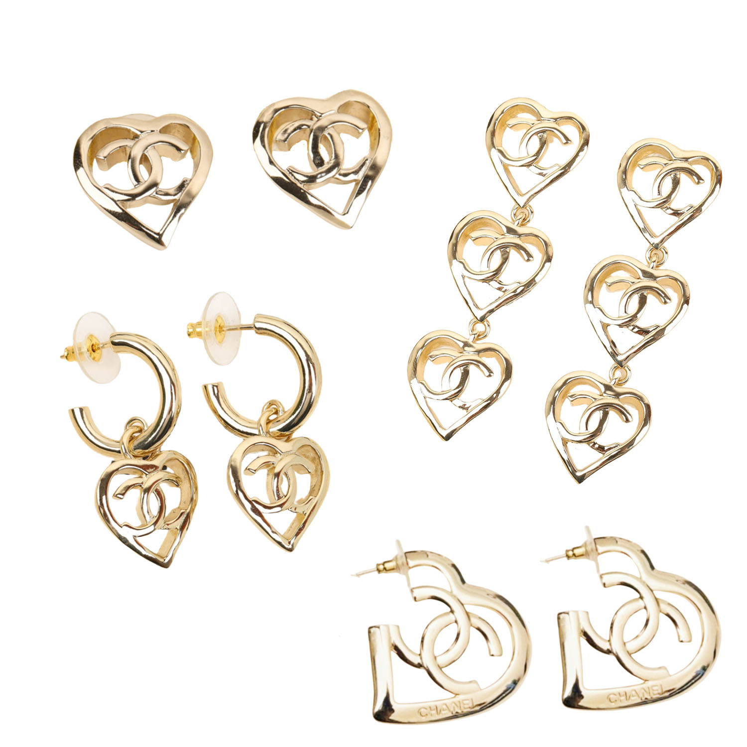 CCE079 Heart Shape with  CC logo earrings - ccjewelryacc
