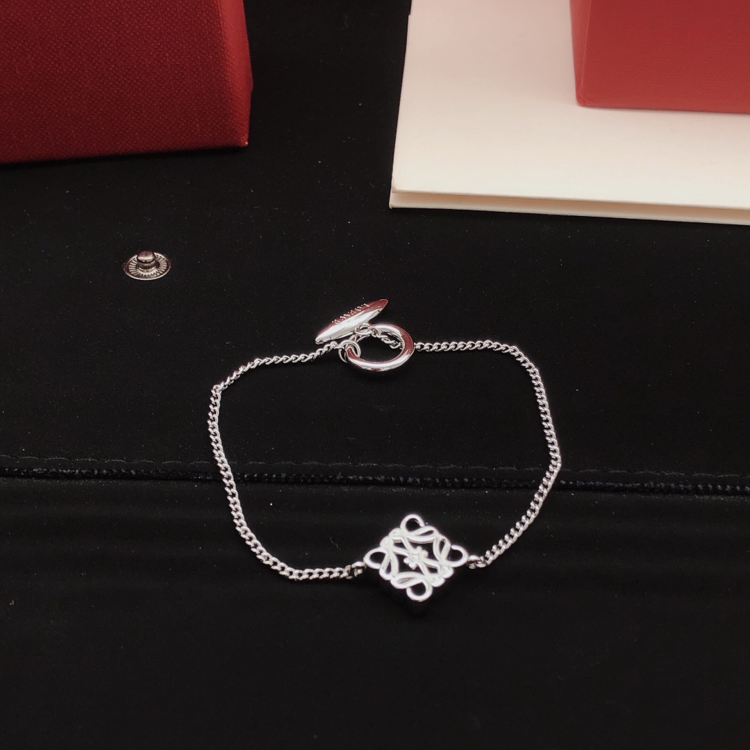 LWS004 Loewi single anagram chain-link bracelet - ccjewelryacc