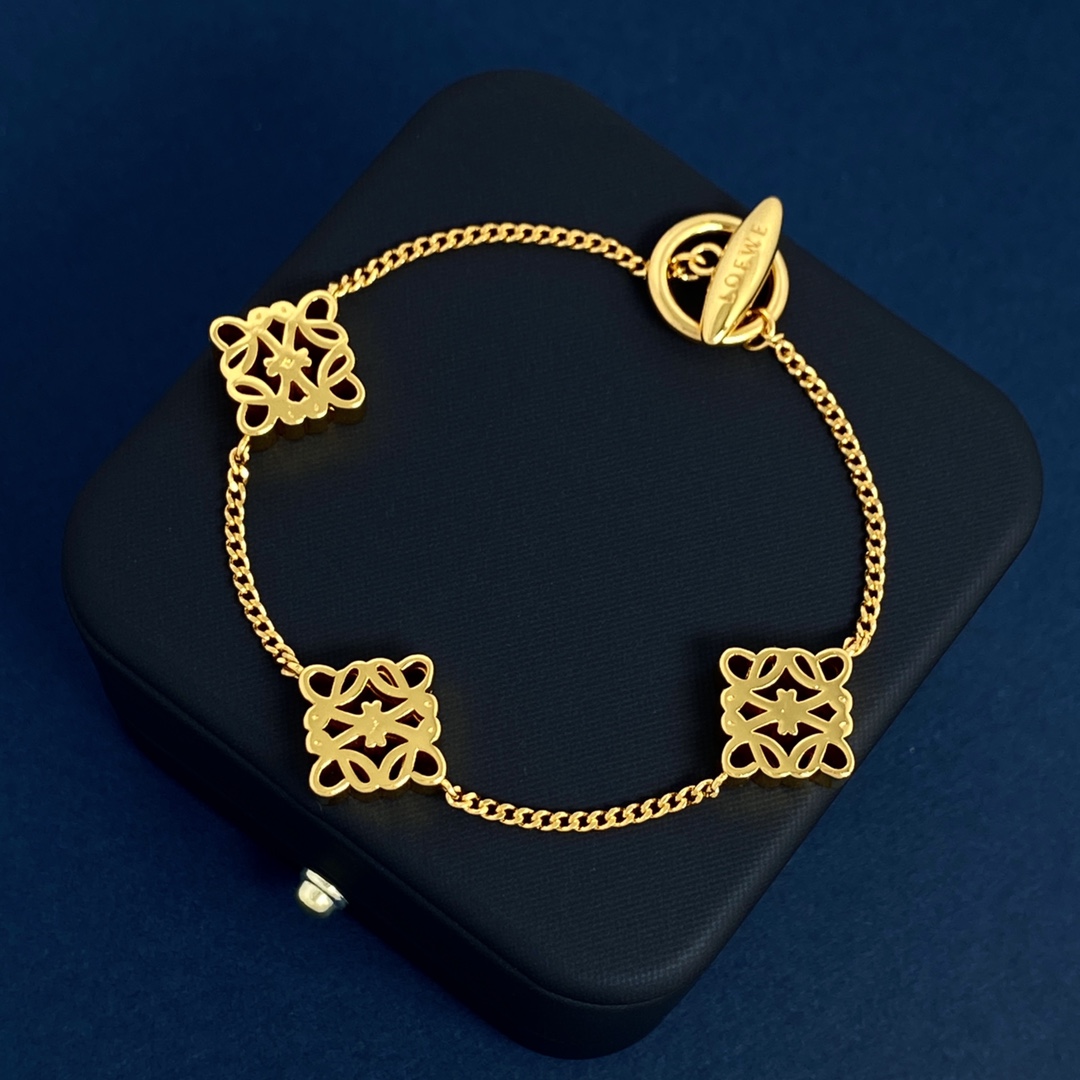 LWS005 Loewi three anagram charms chain-link bracelet - ccjewelryacc