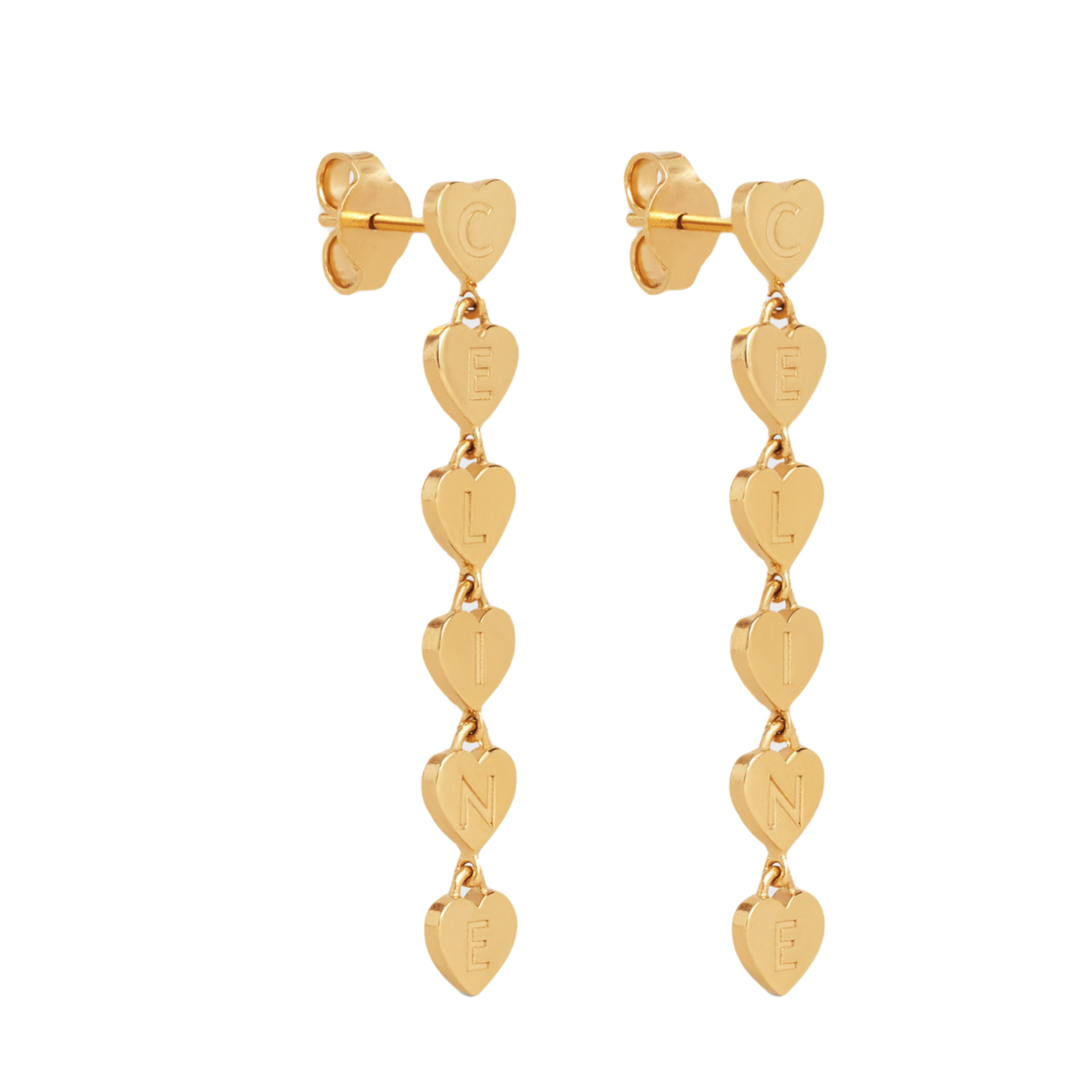 CLE020 Metal gold finish heart charms drop earring - ccfashionjewelry