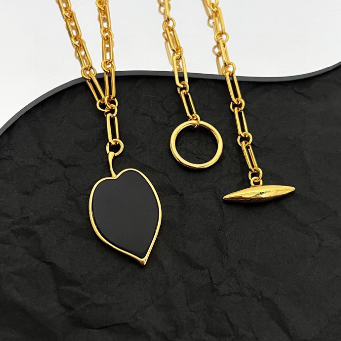 LWN012 Loewi Black mother of pearl pendant necklace - ccfashionjewelry