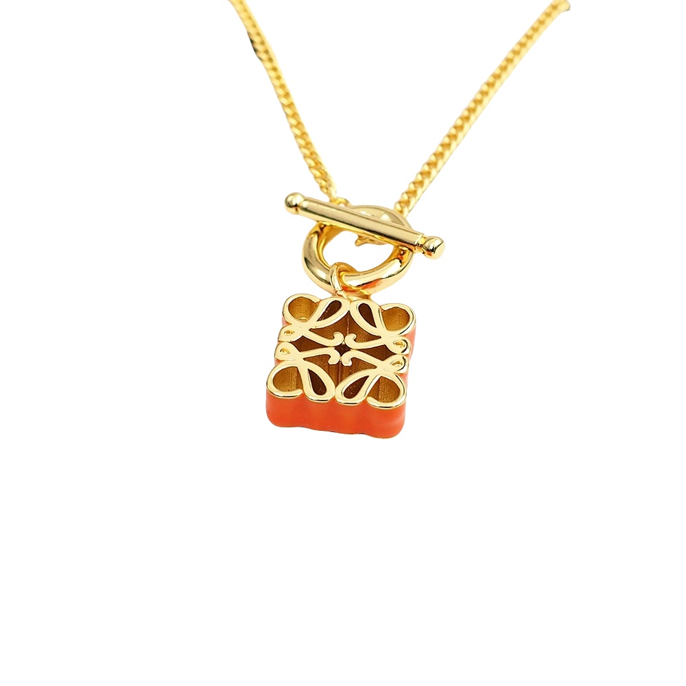 LWN007 Pave Anagram necklace in metal and colorful enamel - ccjewelryacc