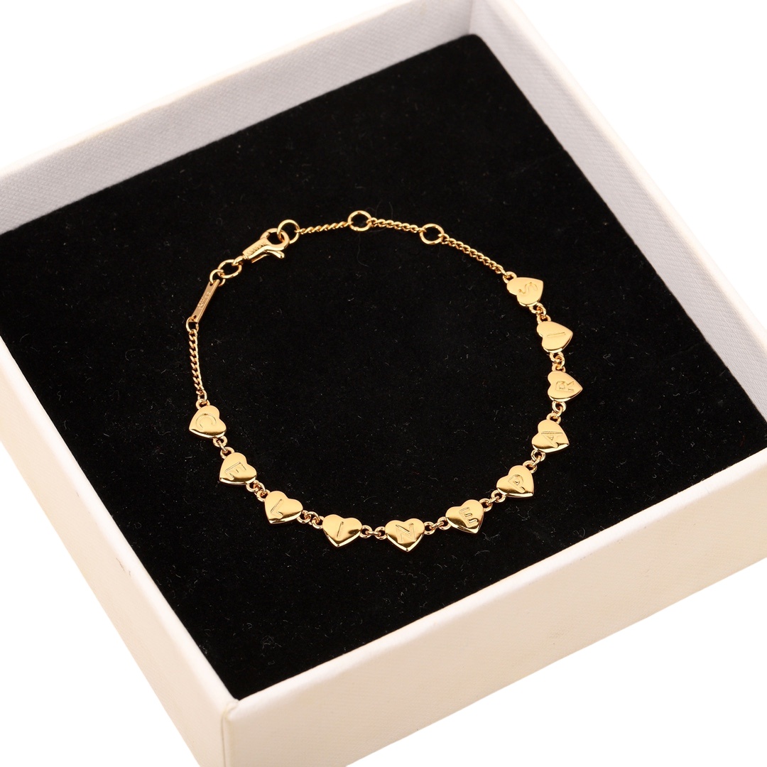 CLS002 Metal gold finish heart charms bracelet - ccjewelryacc