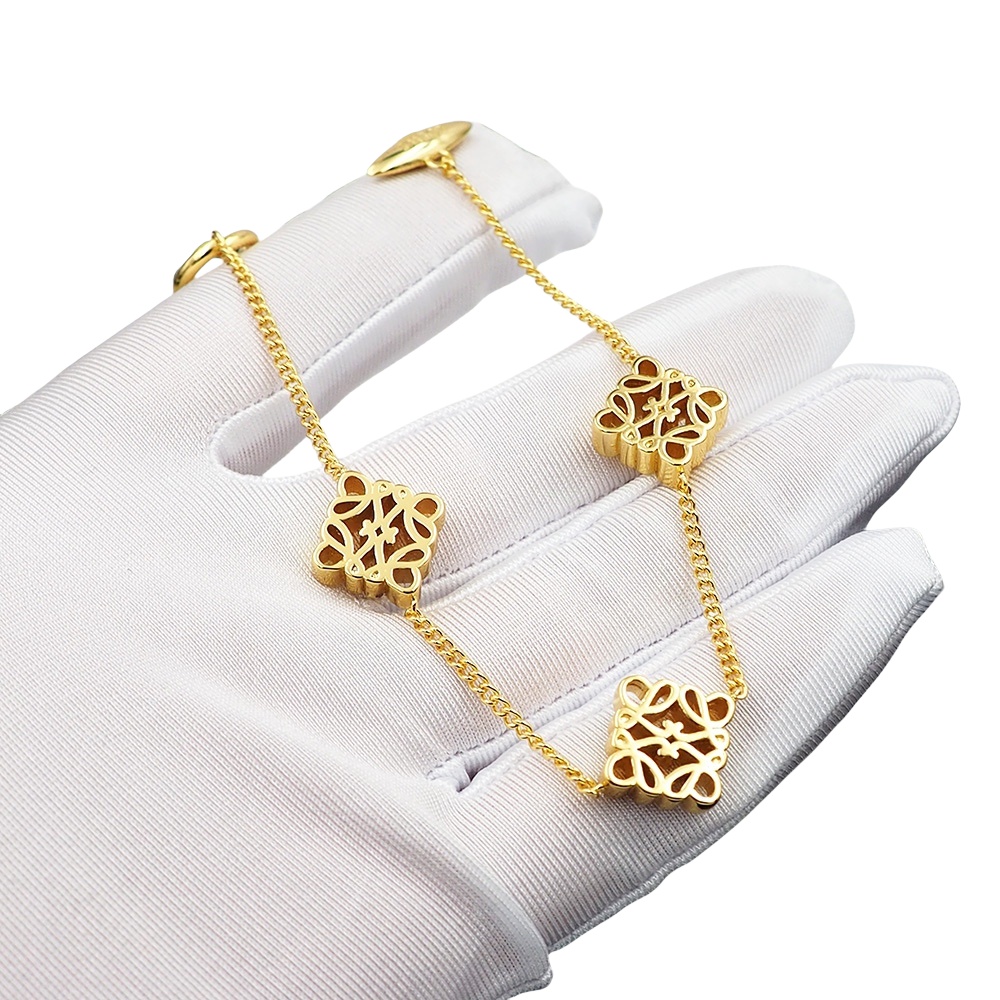 LWS005 Loewi three anagram charms chain-link bracelet - ccjewelryacc