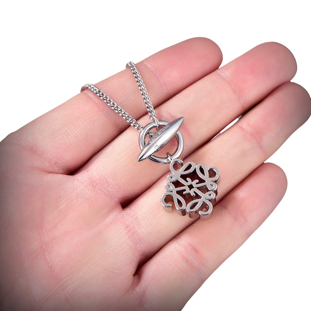 LWN003 Loewi Pave Anagram necklace in metal - ccjewelryacc