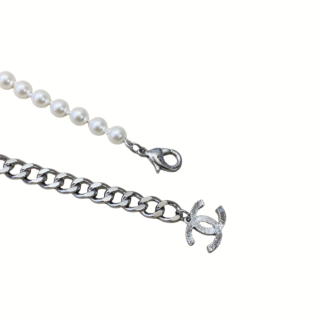 CCN002 CC 23K Black stone bow tassels pendant sparkling Necklace - ccjewelryacc