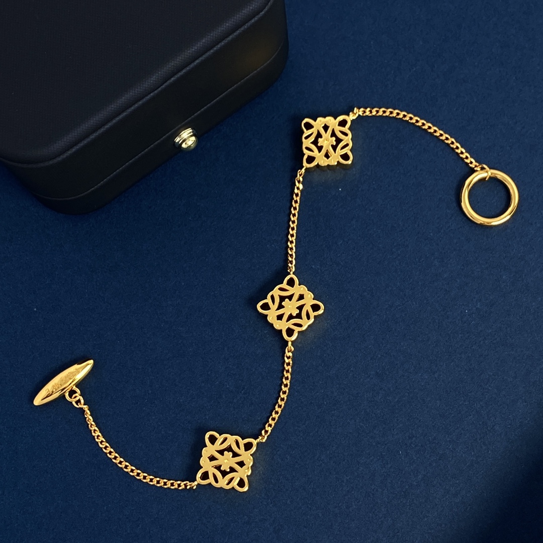 LWS005 Loewi three anagram charms chain-link bracelet - ccjewelryacc