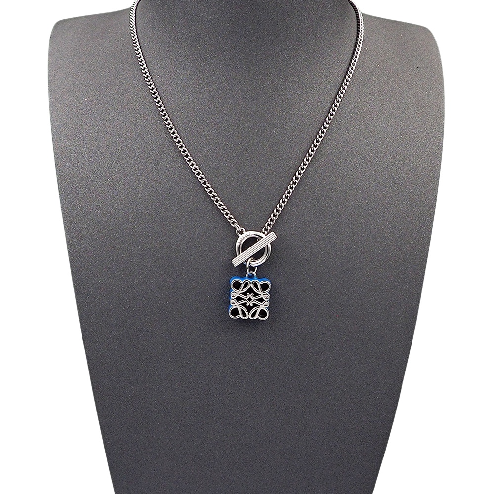 LWN007 Pave Anagram necklace in metal and colorful enamel - ccjewelryacc