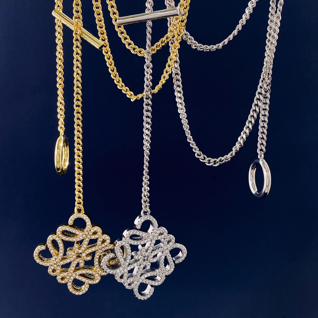 LWN001 Pave Anagram necklace in metal and crystal - ccjewelryacc