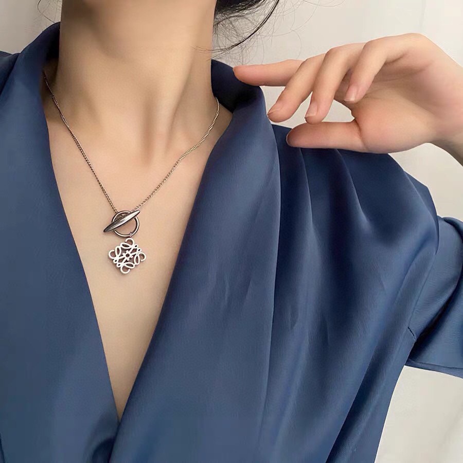 LWN003 Loewi Pave Anagram necklace in metal - ccjewelryacc