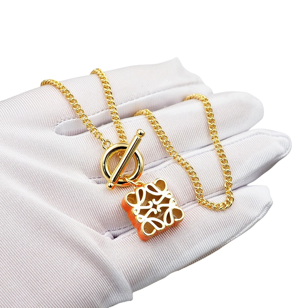 LWN007 Pave Anagram necklace in metal and colorful enamel - ccjewelryacc