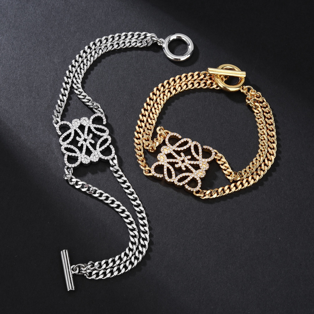 LWS011 Pave Anagram bracelet link-chain in Metal and crystal - ccjewelryacc