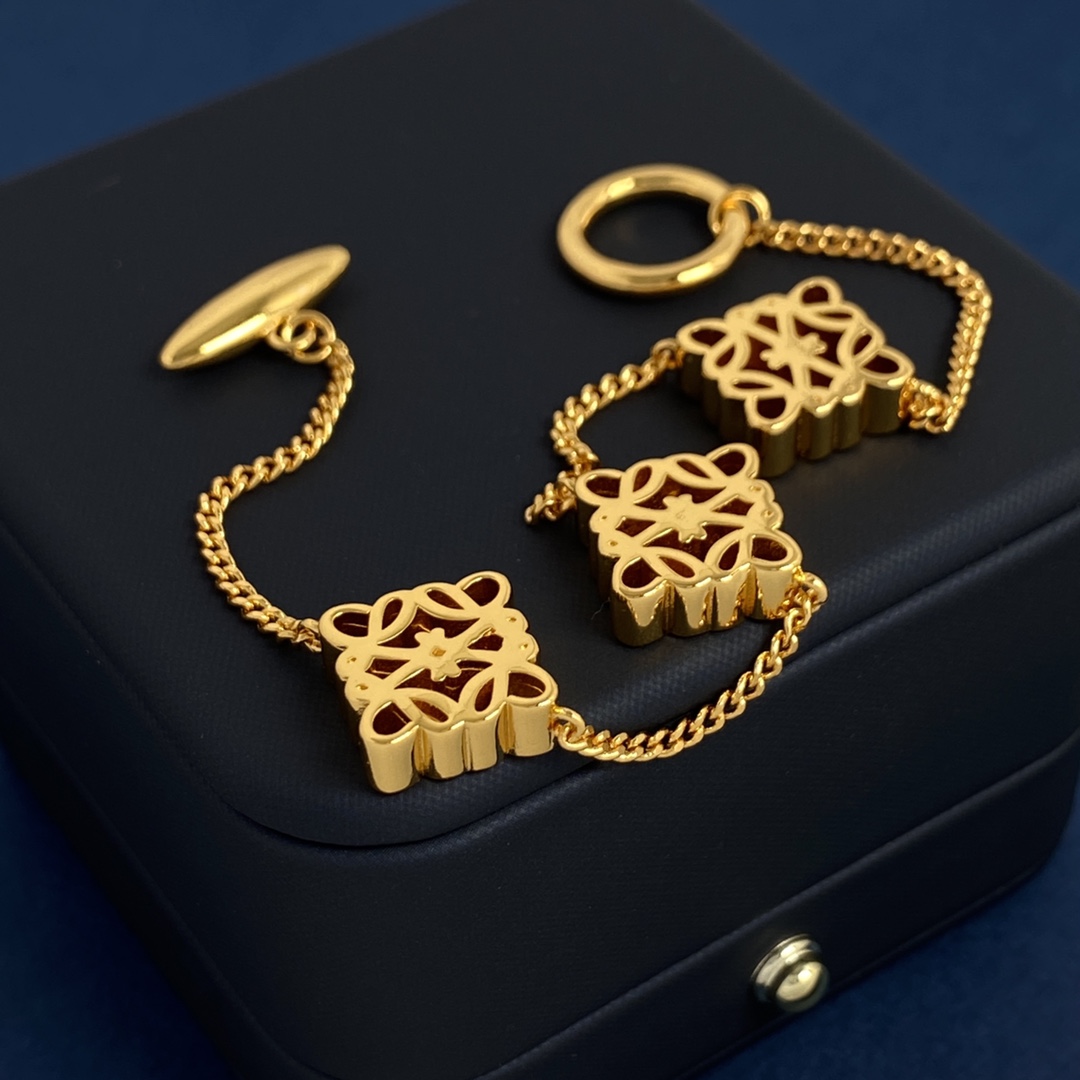 LWS005 Loewi three anagram charms chain-link bracelet - ccjewelryacc