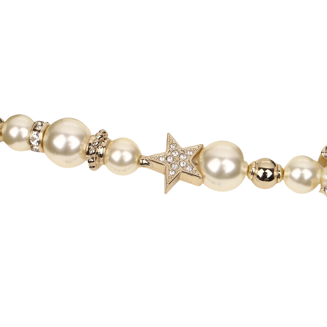 CCN005 23S Pearls Pentastar charms CC logo choker Necklace - ccjewelryacc