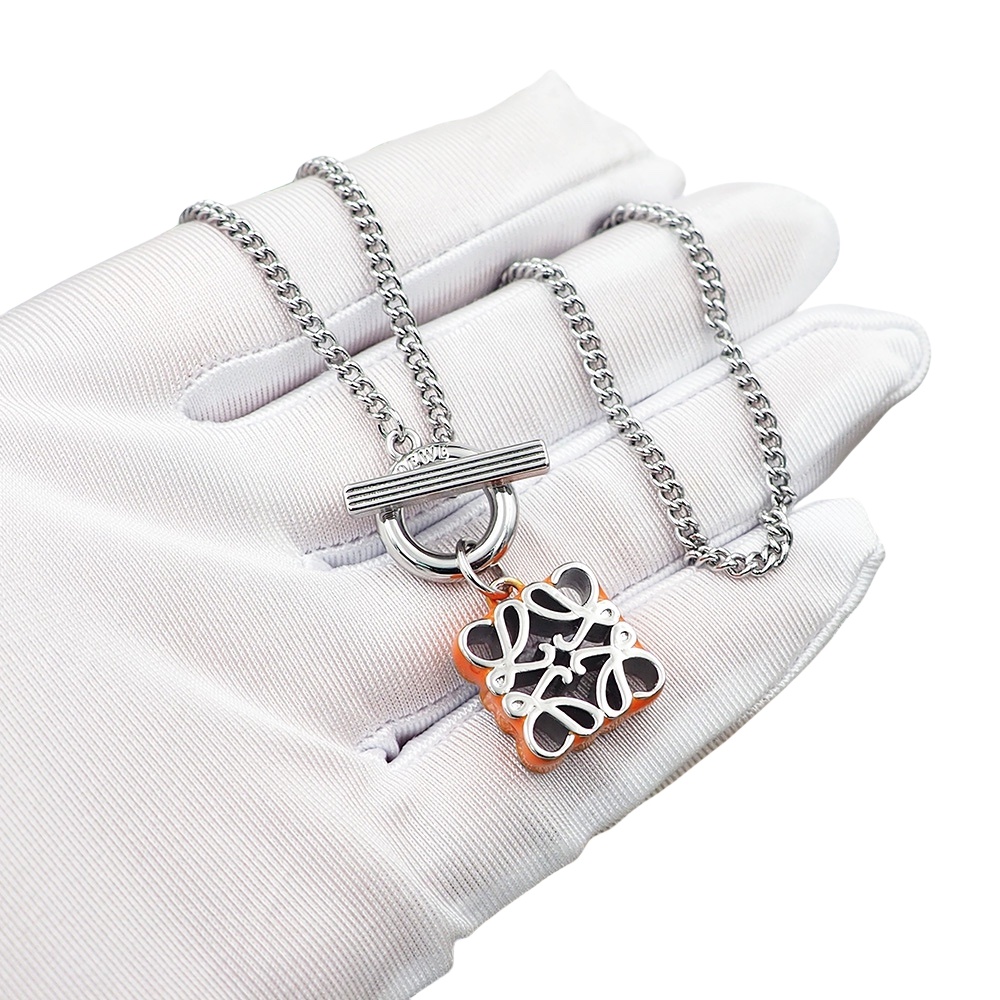 LWN007 Pave Anagram necklace in metal and colorful enamel - ccjewelryacc