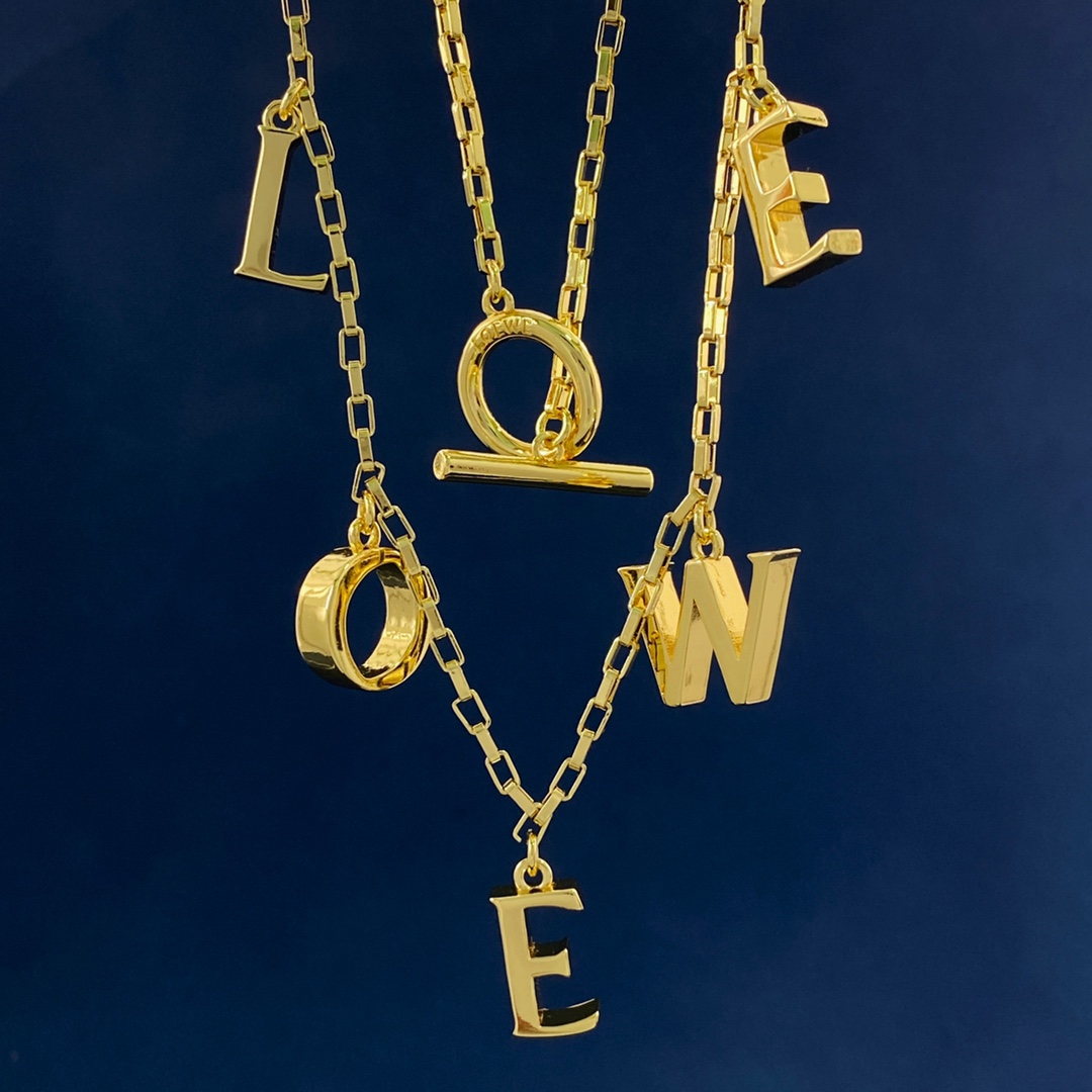 LWN005 Loewi Anagram Letter charms Necklace - ccjewelryacc