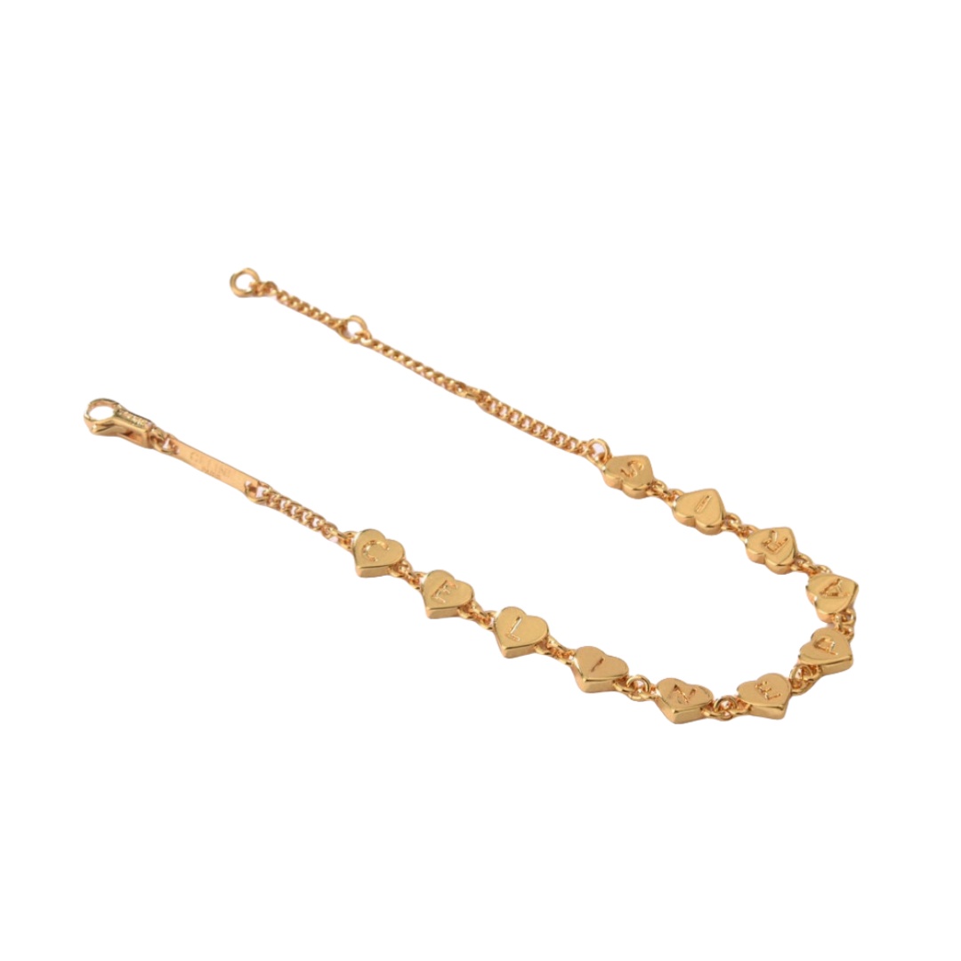 CLS002 Metal gold finish heart charms bracelet - ccjewelryacc