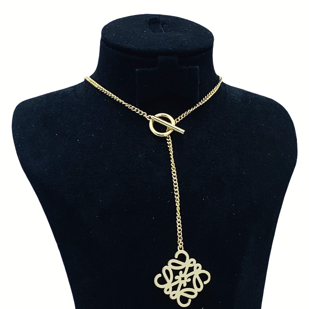 LWN002 Loewi Pave Anagram necklace in metal - ccjewelryacc