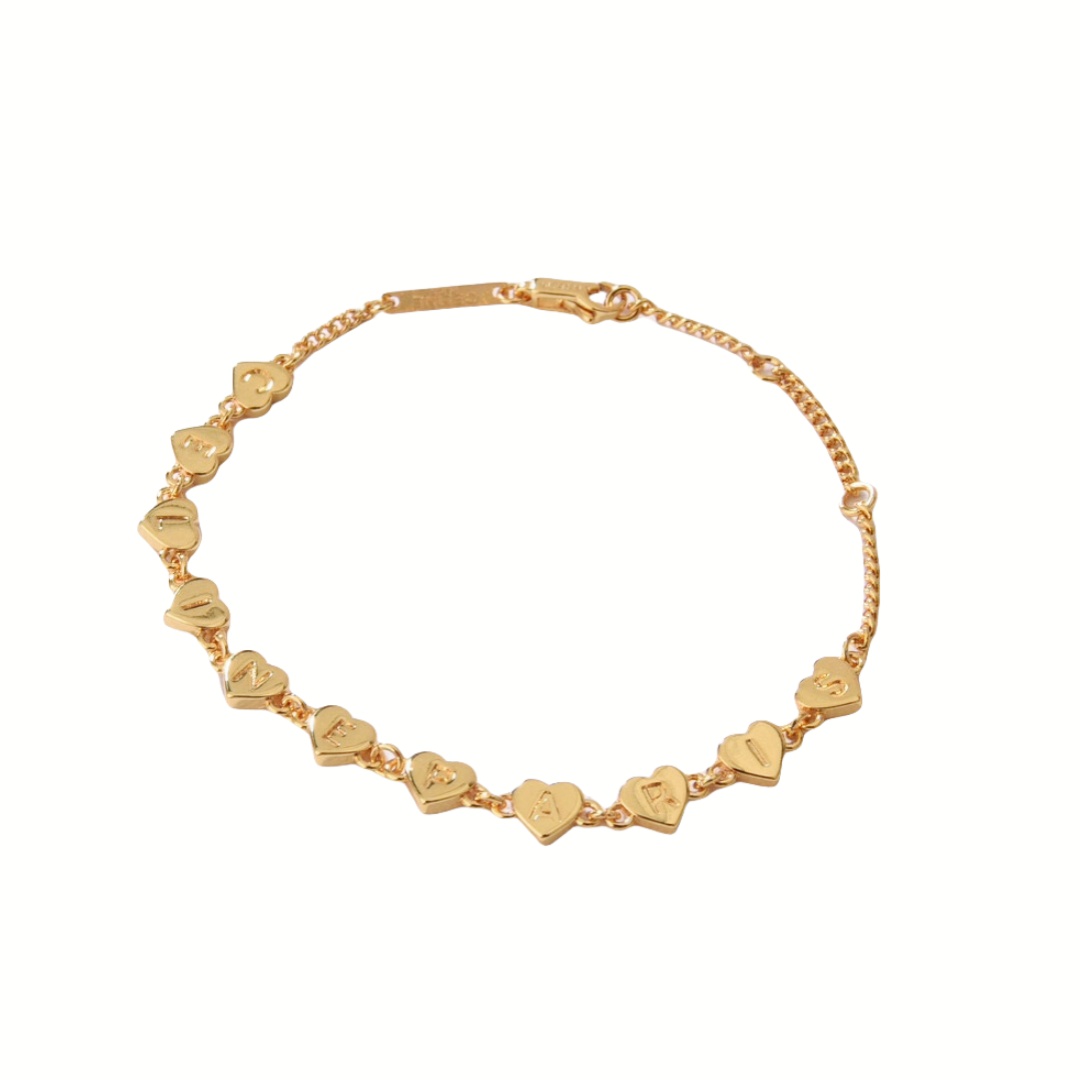 CLS002 Metal gold finish heart charms bracelet - ccjewelryacc
