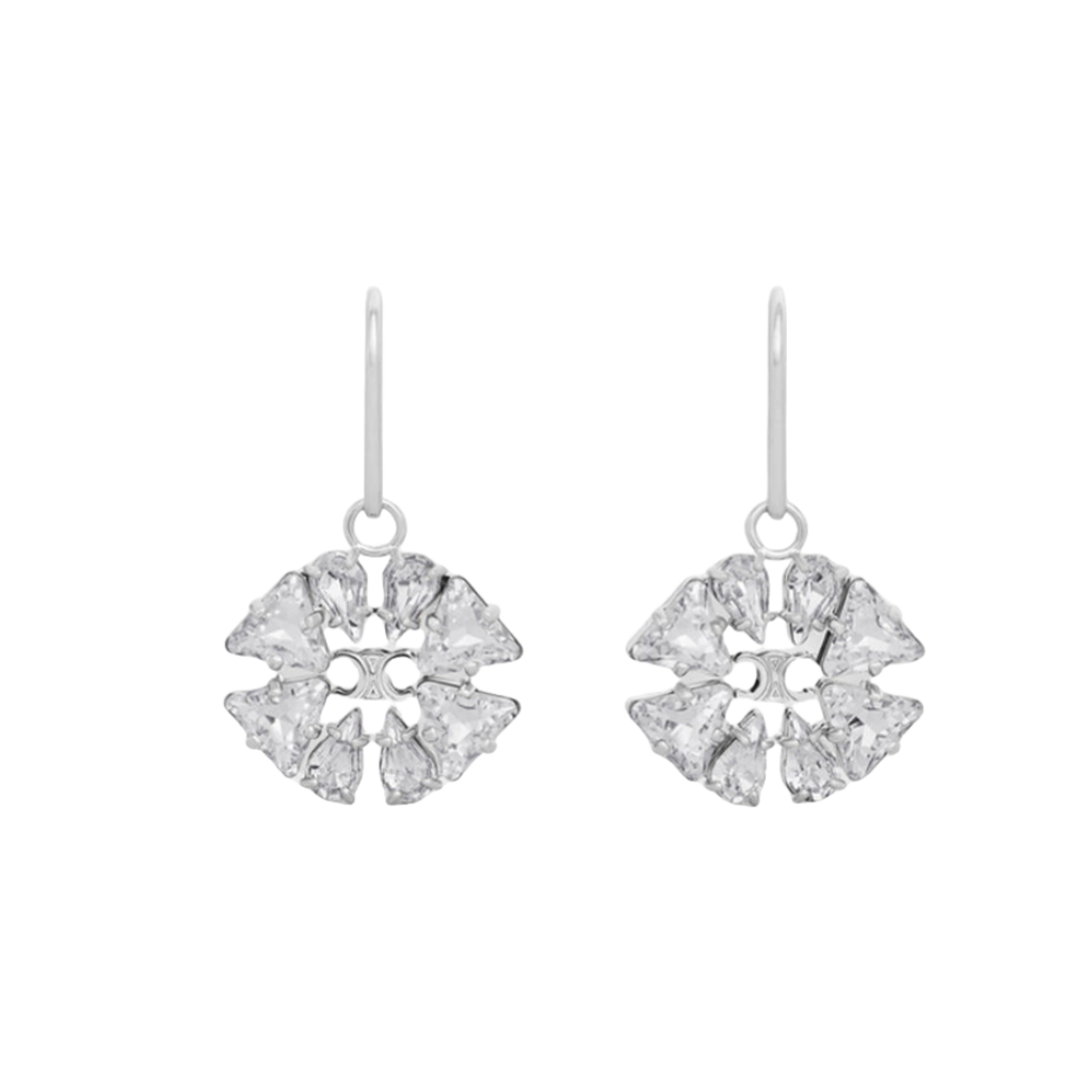 CLE001 Triomphe Daisy Earrings White gold finish - ccjewelryacc
