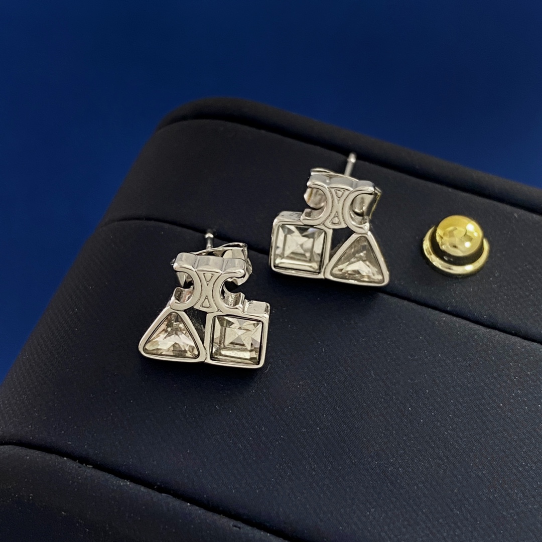 CLE051 Arc de TriompheGeometric earrings in brass with gold finish and Zircon - ccjewelryacc