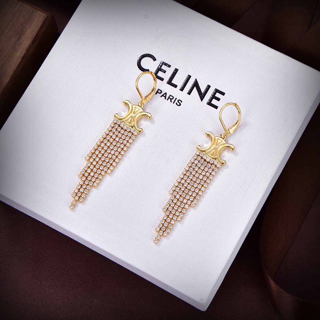 CLE013 Triomphe tassel earrings in metal and crystal - ccjewelryacc