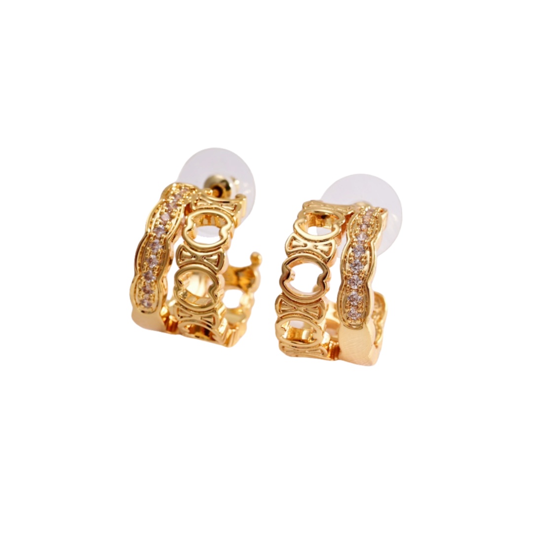 CLE026 Triomphe hook earring in metal and crystal - ccjewelryacc