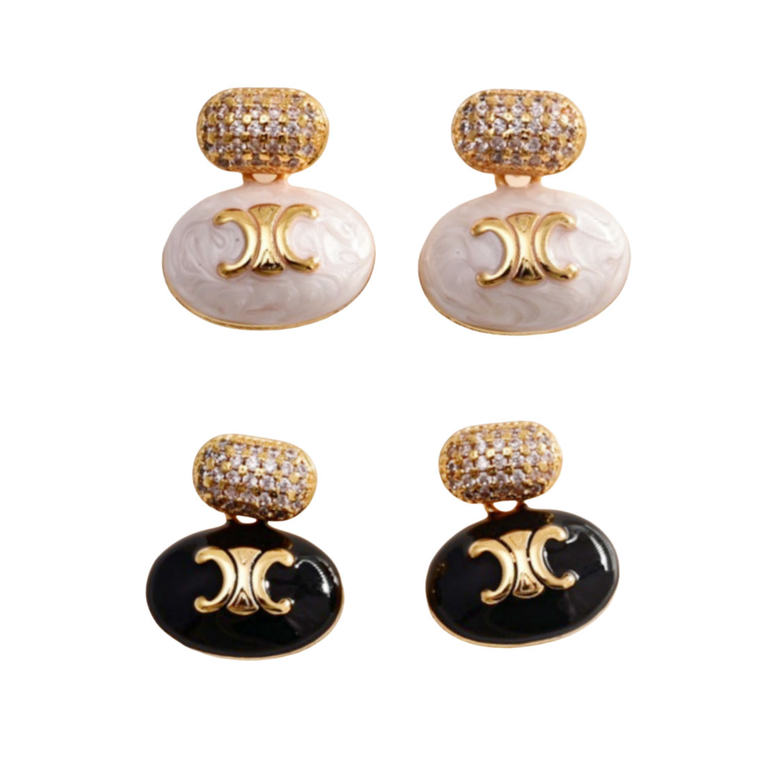 CLE012 Triomphe Drop earring in metal crystal enamel - ccjewelryacc