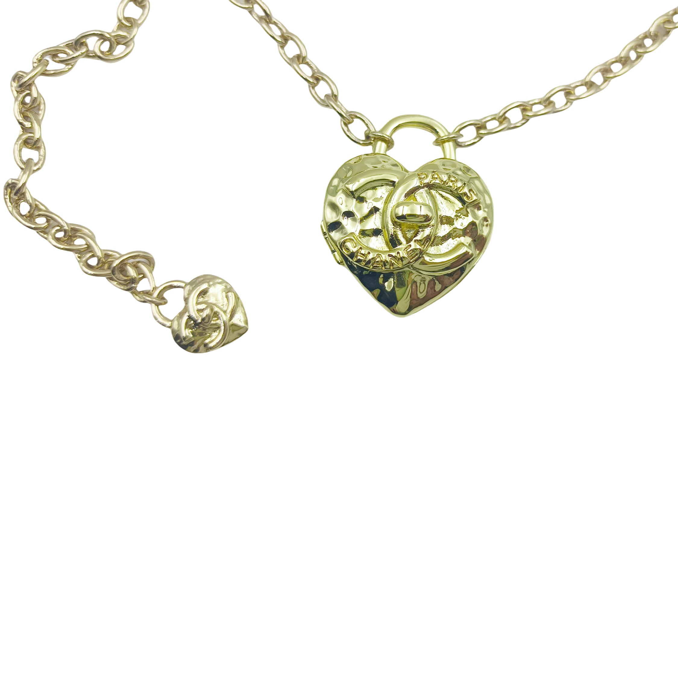 CCN468 CC metal heart cc logo pendant long necklace - ccjewelryacc