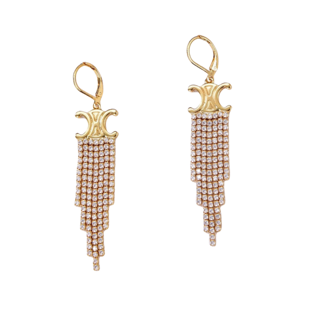 CLE013 Triomphe tassel earrings in metal and crystal - ccjewelryacc
