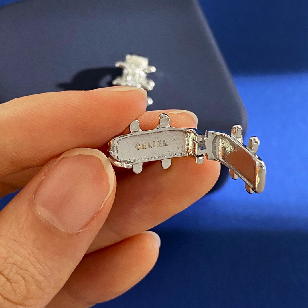 CLE052 Black full diamond Arc de Triomphe double-sided U-shaped ear clip - ccjewelryacc