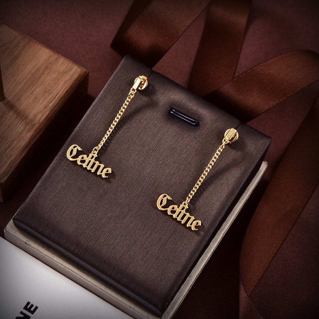 CLE022 CELINE Triomphe Letter drop earring - ccjewelryacc