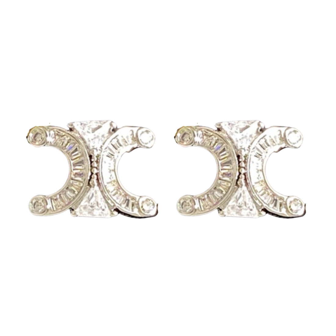 CLE027 Triomphe stud earring in metal and crystal - ccjewelryacc