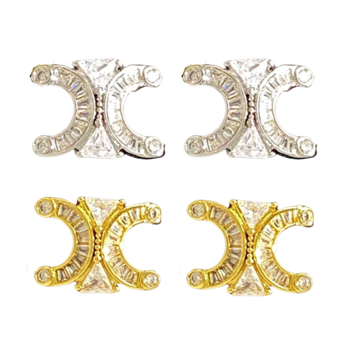 CLE027 Triomphe stud earring in metal and crystal - ccjewelryacc