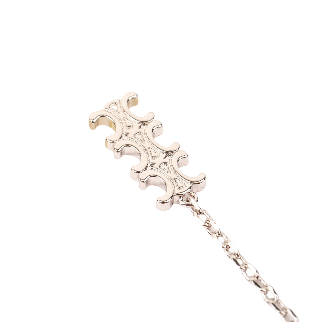 CLE015 Triomphe Chain stud earrings in metal - ccjewelryacc