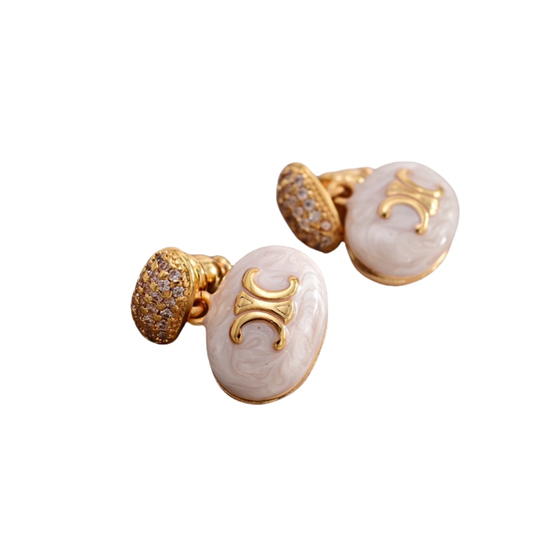 CLE012 Triomphe Drop earring in metal crystal enamel - ccjewelryacc