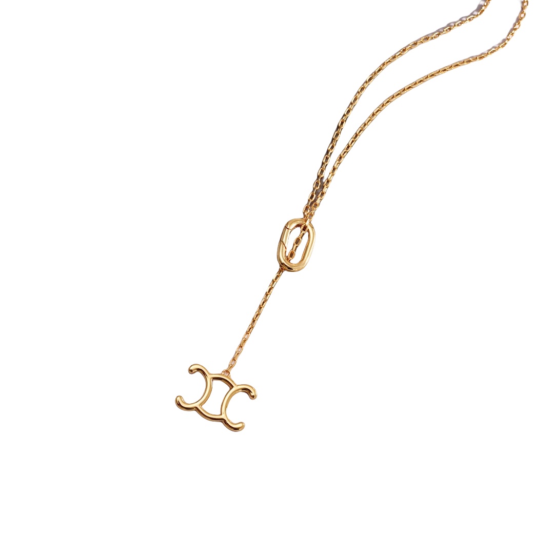 CLE044 Act de Triomphe hollowing drop earring in metal and gold finish - ccjewelryacc