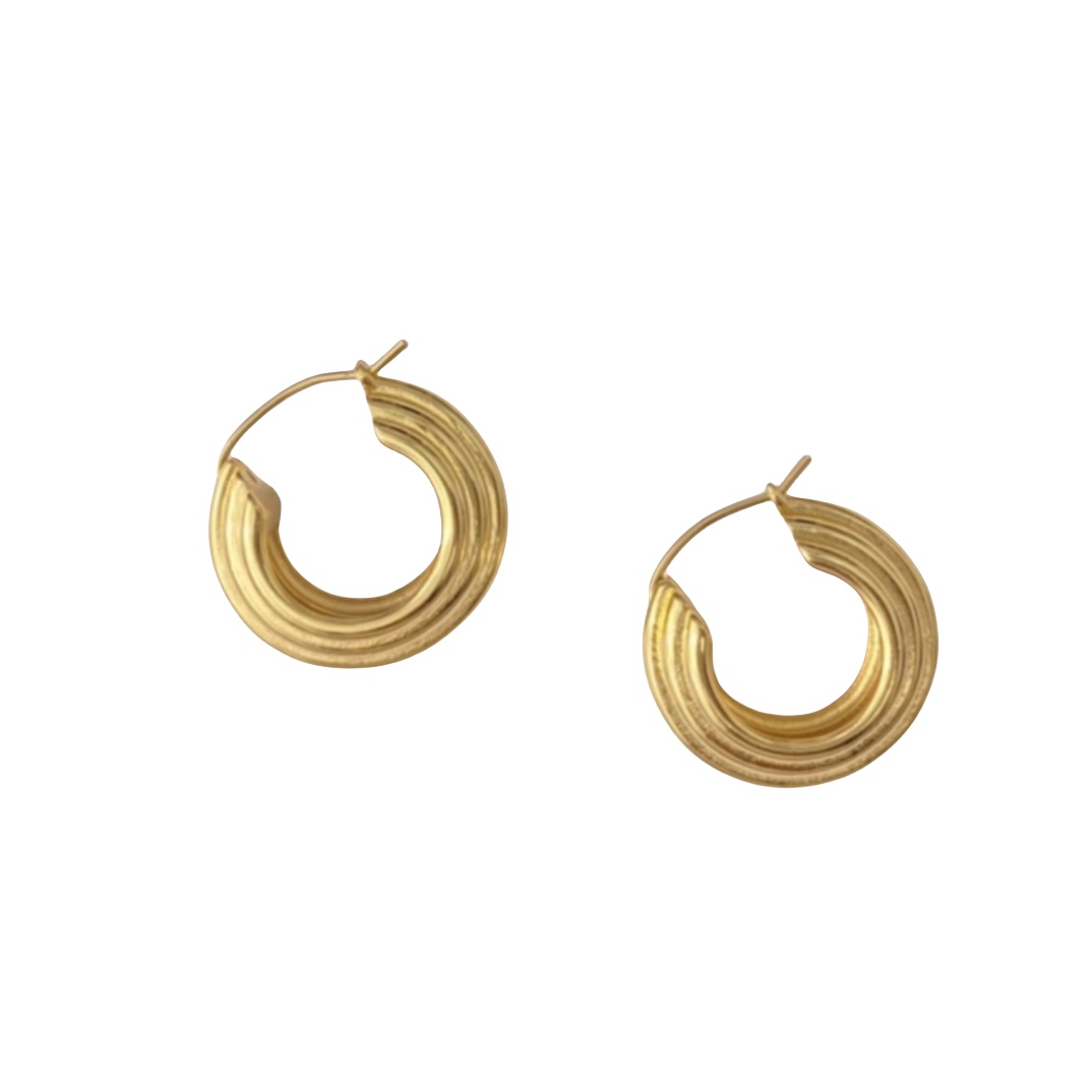 CLE041 Ciline Metal stripe C shape hook earring in metal - ccjewelryacc