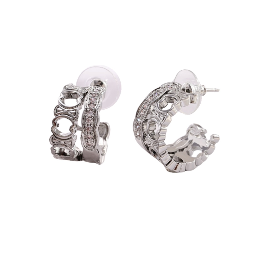 CLE026 Triomphe hook earring in metal and crystal - ccjewelryacc