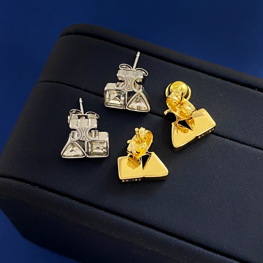 CLE051 Arc de TriompheGeometric earrings in brass with gold finish and Zircon - ccjewelryacc