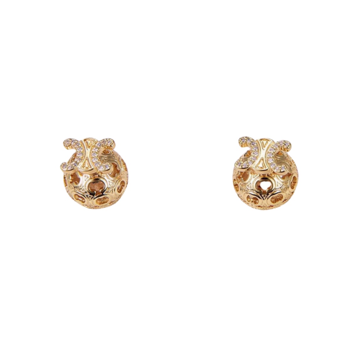 CLE050 Act de Triomphe piercing ball stud earring in metal and crystal - ccjewelryacc