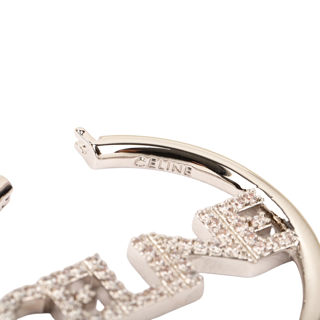 CLE014 CILINE Hoops earring in brass and crystals - ccjewelryacc